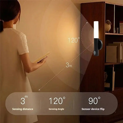 Applique Murale LED pour Couloir Rechargeable, Veilleuse Intelligente à Induction Corporelle, Applique Murale de Toilettes à Induction Domestique Blanche-AT30