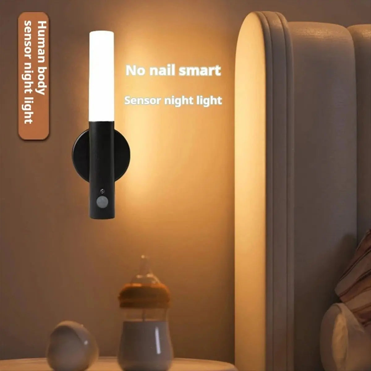 Applique Murale LED pour Couloir Rechargeable, Veilleuse Intelligente à Induction Corporelle, Applique Murale de Toilettes à Induction Domestique Blanche-AT30